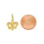 Load image into Gallery viewer, GDP278. 14K Solid Gold Fleur de Lis Pendant with Diamonds