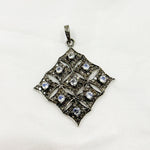 Load image into Gallery viewer, DP168. Diamond Sterling Silver Rhombus Shape Pendant with Gemstone