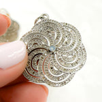 Load image into Gallery viewer, DP255. Diamond Sterling Silver Flower Pendant with Gemstone