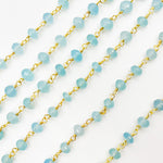 Load image into Gallery viewer, Blue Chalcedony Gold Plated Sterling Silver Wire Chain