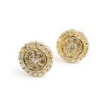 Load image into Gallery viewer, EFH52016. 14K Solid Gold and Diamonds Circle Earrings