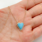 Load image into Gallery viewer, CN96244TQ. 14k Solid Gold Diamond and Turquoise Heart Necklace