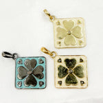 Load image into Gallery viewer, Diamond Sterling Silver Square Flower Enamel Pendant