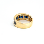Load image into Gallery viewer, 14k Solid Gold Blue Sapphire and Diamond Eternity Band Ring.