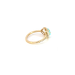 Load image into Gallery viewer, 14k Solid Gold Diamond and Turquoise Eye Ring.