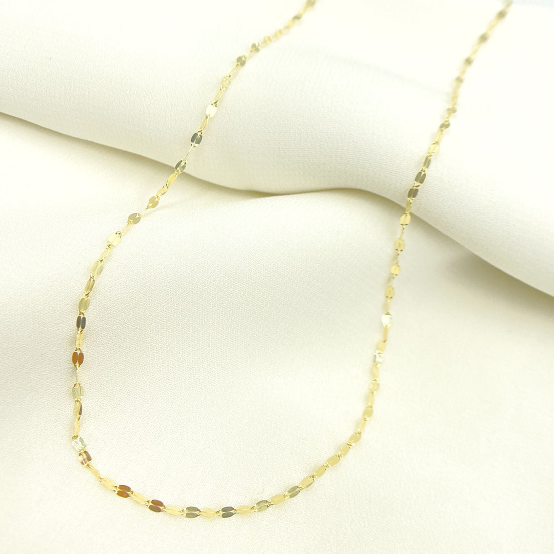 14K Solid Yellow Flat Marina Link Chain