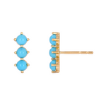 Load image into Gallery viewer, 14K Solid Gold Turquoise Bar Stud Earring