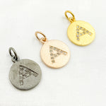 Load image into Gallery viewer, DC060. Diamond Sterling Silver Letter "A" Round Charm