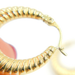 Load image into Gallery viewer, GER128. 14K Solid Gold Chunky Croissant Hollow Hoop Earrings