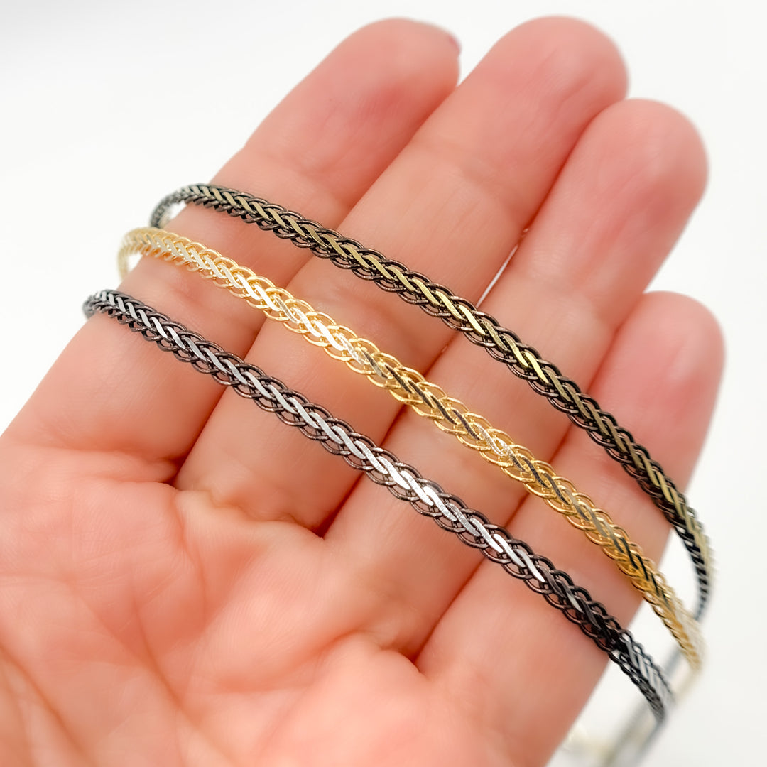 Sterling Silver and Gold Plated Flat Wheat Necklace