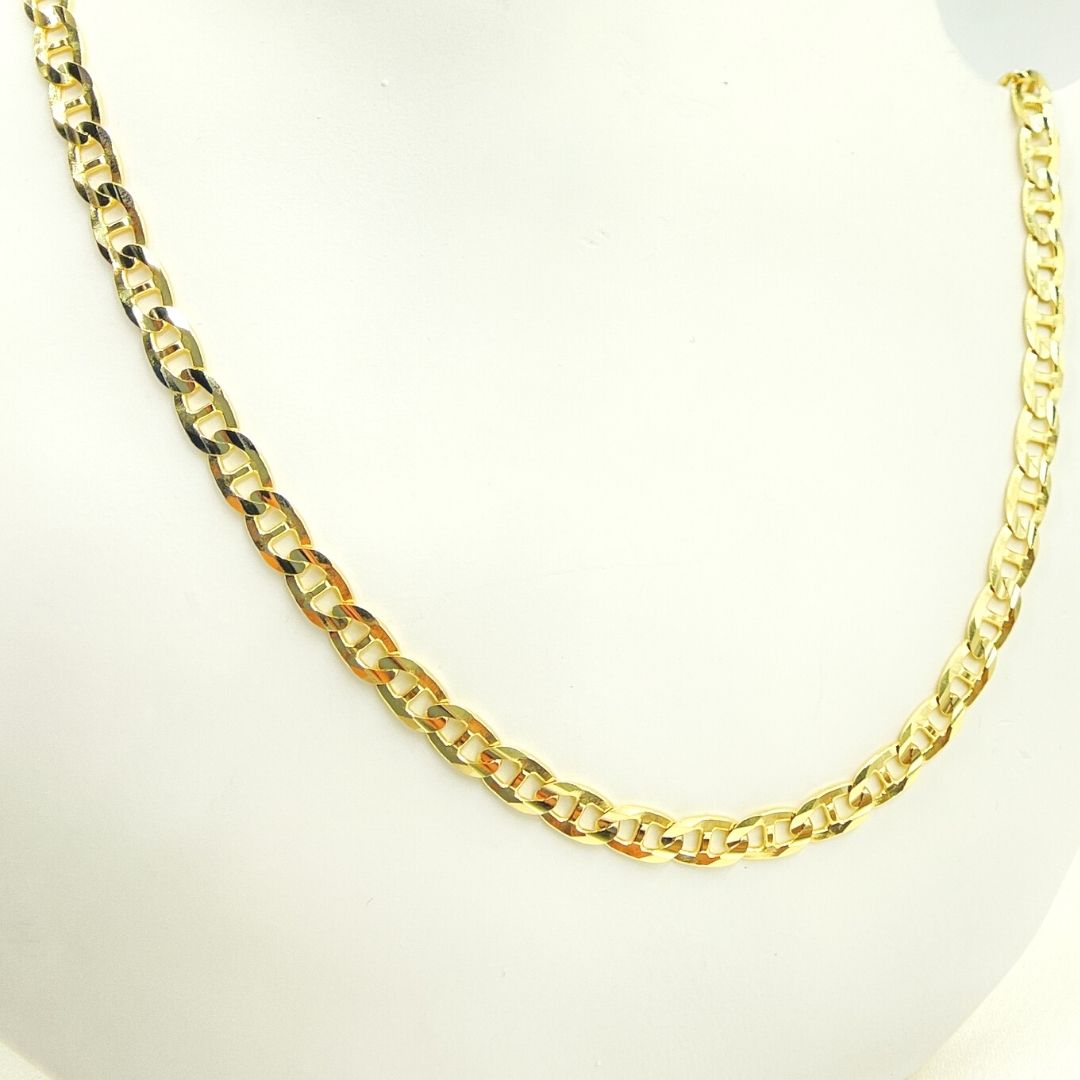 14K Solid Gold Flat Marina Link Chain