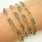 Load image into Gallery viewer, Black Rhodium & Gold Plated 925 Sterling Silver Smooth & Diamond Cut Paperclip Chain