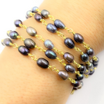 Load image into Gallery viewer, Shop Peacock Freshwater Pearl Wire Wrap Chain
