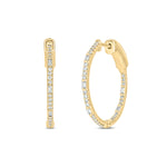 Load image into Gallery viewer, 14K Solid Gold Baguette Diamond Hoops. EHH56615
