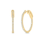 Load image into Gallery viewer, EHH56615. 14K Solid Gold Baguette Diamond Hoops