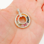 Load image into Gallery viewer, GDP805. 14K Solid Gold Multi Sapphire Round Pendant