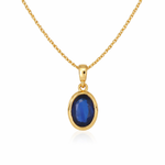 Load image into Gallery viewer, CMZ00364BS. 14K Solid Gold Oval-Shaped Blue Sapphire Charm