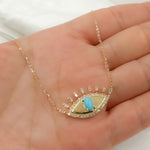 Load image into Gallery viewer, CN96319. 14K Solid Gold Diamond and Gemstone Eye Necklace