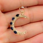 Load image into Gallery viewer, Shop 14K Solid Gold Moon Charm with Diamonds and Gemstones