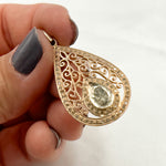 Load image into Gallery viewer, DP188. Diamond Sterling Silver Drop Shape Pendant with Polki Diamond