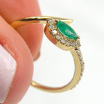 Load image into Gallery viewer, 14K Solid Yellow Gold Diamond and Emerald Ring.