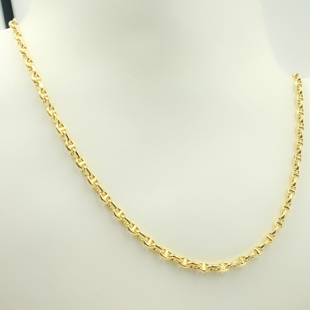 14K Solid Yellow Gold Diamond Cut Marina Style Link Chain