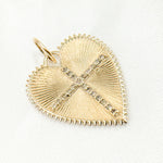 Load image into Gallery viewer, GDP49. 14K Solid Gold Diamond Cross Heart Charms