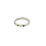 Load image into Gallery viewer, 14k Solid Gold Emerald and Diamond Band Ring.