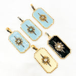 Load image into Gallery viewer, DP428A. Diamond Sterling Silver Rectangle Enamel Pendant with Gemstone