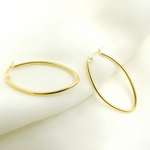 Load image into Gallery viewer, GER53. 14K Solid Gold Oval Shape Hollow Hoop Earrings