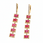Load image into Gallery viewer, GDT501RB. 14k Solid Gold Diamond and Ruby Dangle Earrings