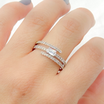 Load image into Gallery viewer, 14k Solid Gold Spiral Baguette Diamond Ring.