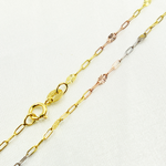 Load image into Gallery viewer, 14k Solid Tri-Color Gold Smooth Paperclip Diamond Cut Marina Link Chain