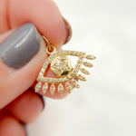 Load image into Gallery viewer, 14K Solid Gold Evil Eye Pendant with Diamonds & Stone. GDP367