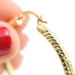 Load image into Gallery viewer, GER66. 14K Gold Tri-Color Hoop Earrings with Engraved Tornado Design