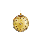 Load image into Gallery viewer, 14K Solid Gold with Diamonds Circle Shape Charm with Star and Squares in the Center. GDP63