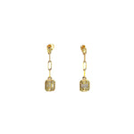 Load image into Gallery viewer, EFD52663. 14k Solid Gold Diamond Baguette Rectangle Paperclip Dangle Earrings