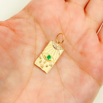 Load image into Gallery viewer, 14K Gold Diamond and Gemstone Rectangle Eye Charm