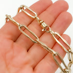 Load image into Gallery viewer, 14K Solid Gold Hollow Flat Paperclip Link Necklaces