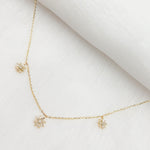 Load image into Gallery viewer, 14K Solid Gold 3 Stars Dangle Tiny Necklace