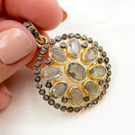 Load image into Gallery viewer, DSP023. Diamond Sterling Silver Round Flower Pendant with Gemstone