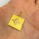 Load image into Gallery viewer, 14K Solid Gold Charm Square Pendant with Diamonds. GDP335