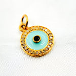 Load image into Gallery viewer, Shop Sterling Silver Round Enamel Charm with Gemstone
