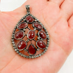 Load image into Gallery viewer, DSP019. Diamond Sterling Silver Drop Pendant With Gemstone
