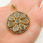 Load image into Gallery viewer, DSP13. Diamond Silver Gemstone Circle Flower Pendant