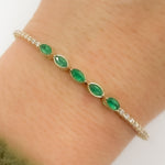 Load image into Gallery viewer, BNG68562. 14K Solid Yellow Gold Gemstone and Diamond Fancy Bangle