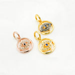 Load image into Gallery viewer, DC340. Diamond Sterling Silver Round Eye Charm with Gemstone