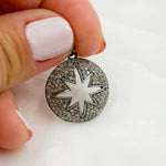 Load image into Gallery viewer, DE017. Sterling Silver Black Rhodium Diamond Round Star Pendant