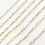 Load image into Gallery viewer, 3331CTT. Gold Filled and Sterling Silver Long and Short Curb Link Chain