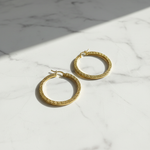 Load image into Gallery viewer, GER119. 14K Solid Gold Hollow Hoop with Engraving